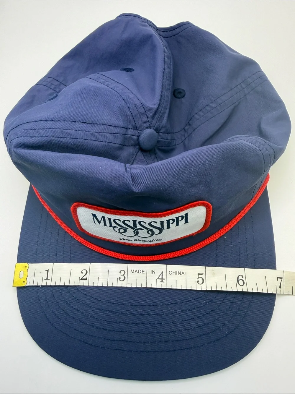 Ole Miss Mississippi Rope Hat Navy Red 5 Panel Snapback Cap Vintage 80s Inspired - Picture 7 of 10